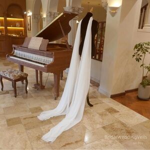 Ivory chiffon wedding shawl/scarf